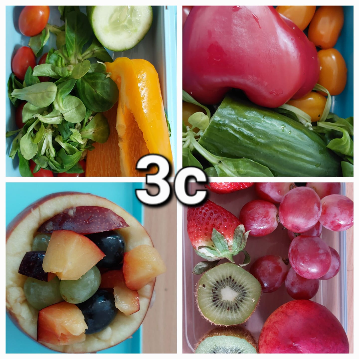 Klasa 3c zastanawiała się m.in. jak przechować warzywa i owoce, by ich nie zmarnować (collage zdjęć).